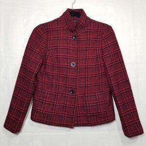 Talbots Petites glen plaid blazer jacket red sz 4P